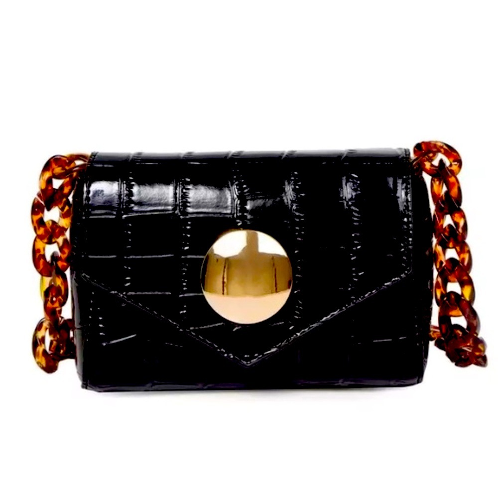 Vintage Style Black Alligator Pattern Belt Bag